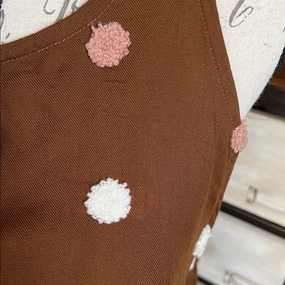 NEW Blu Pepper Brown Pink 3D Polka Dot Women's Halter Tank Top - Picture 2 of 6